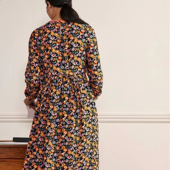 BODEN Trim Detail Maxi Dress Black, Multi Flora Bloom 4 - Picture 4 of 14